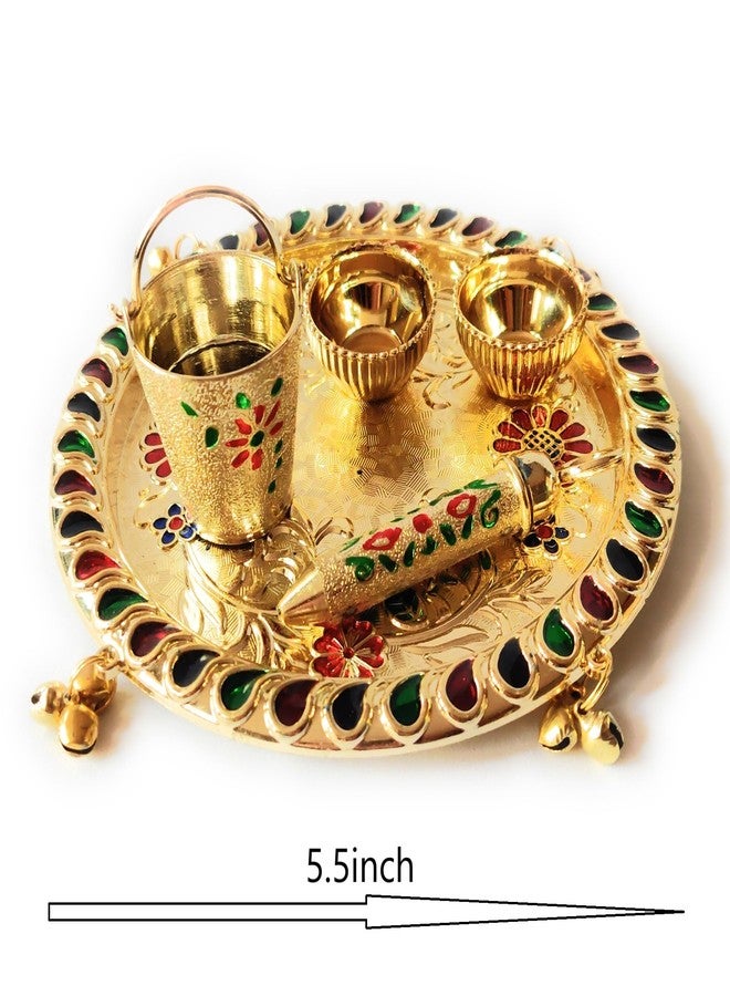 Sau Rang Laddu Gopal Meenakari Plate for Holi with Balti Pichkari (Symbolic Toy only) and 2 Empty Bowls. Material Plastic - Image 4